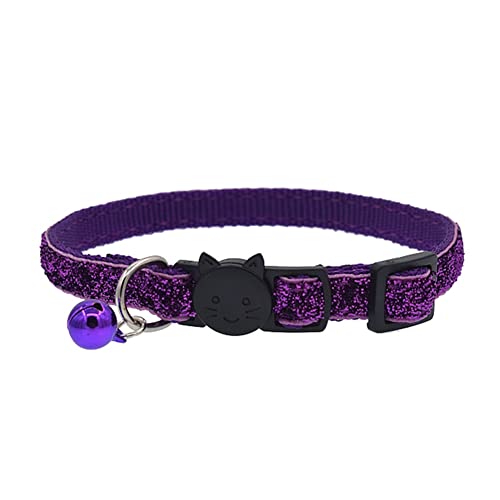 cuiyoush Halsband für Katzen und Kätzchen, mit Glockenschnalle, verstellbar, Violett von cuiyoush