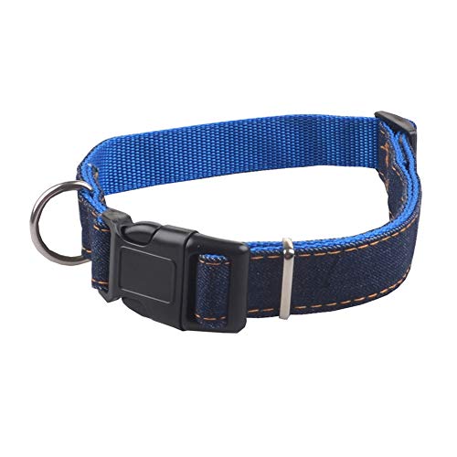 cuiyoush Halskette mit D-Ring, verstellbar, weich, für Hunde, Welpen, Denim, Blau, Größe XS von cuiyoush