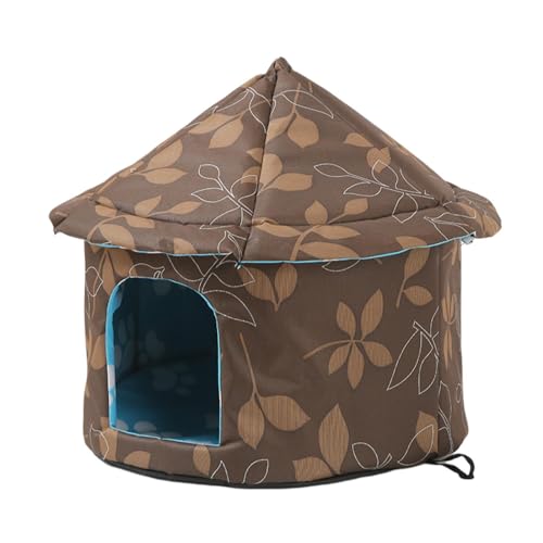 curfair Garden Cat Shelter Cat Nest Soft Comfortable Cat Dog House Durable Convenient Foldable Warm Pet Shelter for Outdoor Indoor Use Small Dog House Brown L von curfair