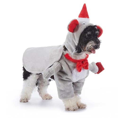 curfair Haustier-Kostüm-Set, weich, atmungsaktiv, verstellbar, für Hunde, Halloween, Weihnachten, Cosplay, mit Verschlussbandverschluss, lustig, verspielt, Grau, M von curfair