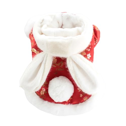 curfair Hund Wintermantel Winter Haustier Mantel für Wärme Weicher Bequemer Hundemantel mit Hasenschwanz Dekoration Warme Winter Haustier Kleidung Rot M von curfair