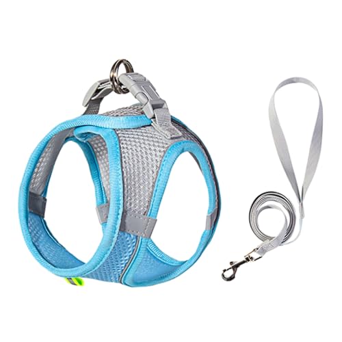 curfair Körperform passende Haustierweste atmungsaktives Geschirr Sure Here's A Product Title for with Leash Mesh Reflective Step-in Adjustable Buckle No Pull Blue M von curfair