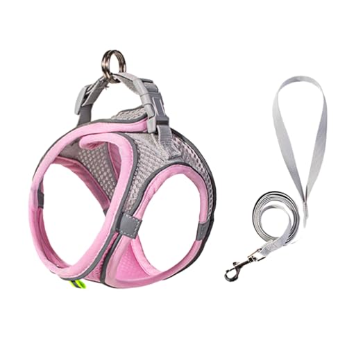 curfair Körperform passende Haustierweste atmungsaktives Geschirr Sure Here's A Product Title for with Leash Mesh Reflective Step-in Adjustable Buckle No Pull Pink M von curfair