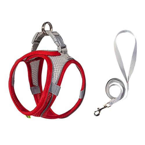 curfair Körperform passende Haustierweste atmungsaktives Geschirr Sure Here's A Product Title for with Leash Mesh Reflective Step-in Adjustable Buckle No Pull Red L von curfair