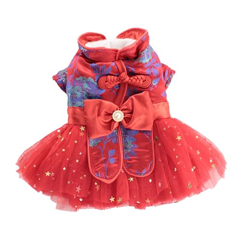 curfair Modische Hundekleidung Haustier Hochzeit Paar Tang Kleid Zarte Spule Knöpfe mit Fliege Mesh Patchwork Verdickt Niedlich Haustier Kleid Warm Hundekleid Rot XL curfair Modische Hundekleidung Haustier Hochzeit Paar Tang Kleid Zarte Spule Knöpfe mit Fliege Mesh Patchwork Verdickt Niedlich Haustier Kleid Warm Hundekleid Rot XL von curfair