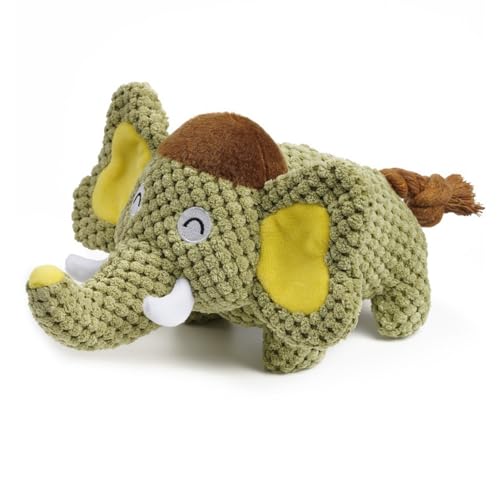 curfair Safe Dog Plaything Toy Washable Dog Toy Pet Squeaky Toy Cartoon Elephant Shape Plush Stuffed Dog Toy for Teeth Cleaning Playtime Green von curfair