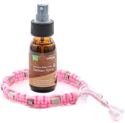 Curlypets Hunde-Halsband - aus Paracord mit EM-Keramik - Aktivierungs-Spray für natürlichen Schutz - Rosa - XS von curlypets