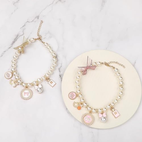 cutecool 2-teiliges Set mit Perlenhalsbändern für Hunde, Katzenschleife, Perlenkette, verstellbare Welpenhalsbänder, Haustier-Welpenzubehör, geeignet für Hündinnen, Katzen, Hochzeiten cutecool 2-teiliges Set mit Perlenhalsbändern für Hunde, Katzenschleife, Perlenkette, verstellbare Welpenhalsbänder, Haustier-Welpenzubehör, geeignet für Hündinnen, Katzen, Hochzeiten von cutecool