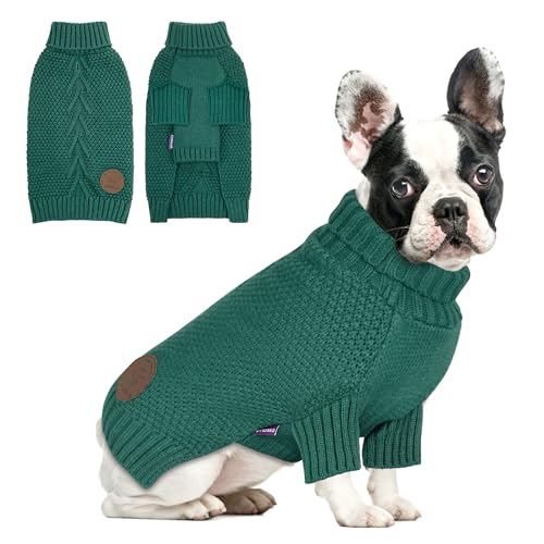 cyeollo Hundepullover mit Rollkragen für Hunde, klassische Strickwaren, für Herbst und Winter, kaltes Wetter, warme Haustierbekleidung, für kleine, mittelgroße und große Hunde, Grün, Größe XL cyeollo Hundepullover mit Rollkragen für Hunde, klassische Strickwaren, für Herbst und Winter, kaltes Wetter, warme Haustierbekleidung, für kleine, mittelgroße und große Hunde, Grün, Größe XL von cyeollo