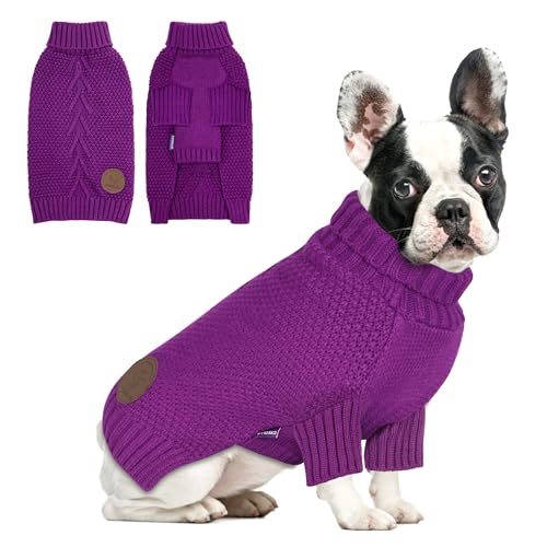 cyeollo Hundepullover mit Rollkragen für Hunde, klassische Strickwaren, für Herbst und Winter, kaltes Wetter, warme Haustierbekleidung, für kleine, mittelgroße und große Hunde, Lila, Größe L cyeollo Hundepullover mit Rollkragen für Hunde, klassische Strickwaren, für Herbst und Winter, kaltes Wetter, warme Haustierbekleidung, für kleine, mittelgroße und große Hunde, Lila, Größe L von cyeollo