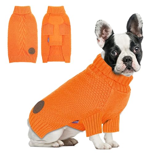 cyeollo Hundepullover mit Rollkragen für Hunde, klassische Strickwaren, für Herbst und Winter, kaltes Wetter, warme Haustierbekleidung, für kleine, mittelgroße und große Hunde, Orange, Größe XL cyeollo Hundepullover mit Rollkragen für Hunde, klassische Strickwaren, für Herbst und Winter, kaltes Wetter, warme Haustierbekleidung, für kleine, mittelgroße und große Hunde, Orange, Größe XL von cyeollo