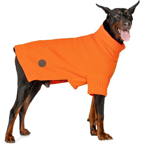 cyeollo Hundepullover mit Rollkragen für große Hunde, klassische Strickwaren, Herbst, Winter, kaltes Wetter, warme Haustierbekleidung, große Hunde, Orange, Größe 3XL cyeollo Hundepullover mit Rollkragen für große Hunde, klassische Strickwaren, Herbst, Winter, kaltes Wetter, warme Haustierbekleidung, große Hunde, Orange, Größe 3XL von cyeollo
