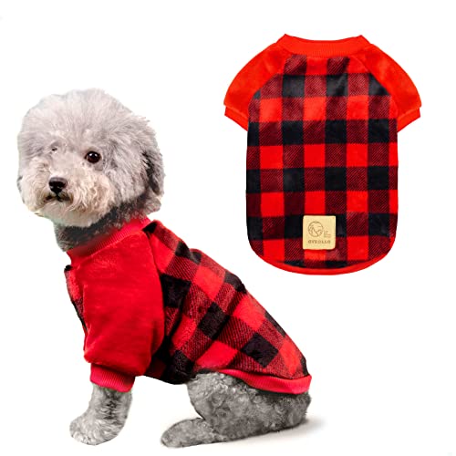 cyeollo Weihnachtlicher Hundepullover, Büffelkariert, Sweatshirt, Hund, Flanell, Winter, warmer Mantel, kaltes Wetter, Mäntel, Hundekleidung für kleine Hunde Bekleidung von cyeollo
