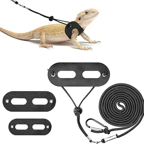 Bartagamen-Leinen- und Geschirr-Set, Eidechsenleine, Bartagame, verstellbar, Kleintiergeschirr für Reptilien und kleine Haustiere, 3 Stück, Altschwarz Bartagamen-Leinen- und Geschirr-Set, Eidechsenleine, Bartagame, verstellbar, Kleintiergeschirr für Reptilien und kleine Haustiere, 3 Stück, Altschwarz von cyhaen