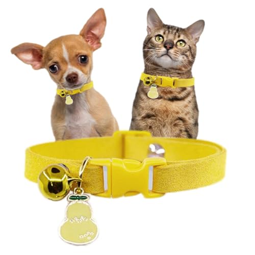 Gelbes Kätzchen-Halsband mit Glöckchen, hübsches weiches Katzenhalsband, für Jungen, Welpen, mit Glöckchen, für XXS, XS, kleine Haustiere, männliche kleine Hunde, Tier, Größe XXS Gelbes Kätzchen-Halsband mit Glöckchen, hübsches weiches Katzenhalsband, für Jungen, Welpen, mit Glöckchen, für XXS, XS, kleine Haustiere, männliche kleine Hunde, Tier, Größe XXS von cyhaen