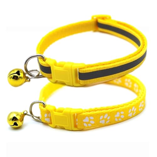 Gelbes Welpenhalsband mit Glöckchen, 2er-Pack, einfaches und reflektierendes Katzenhalsband mit Glöckchen, Nylon-Hundehalsband für XS, kleine Haustiere, Hunde, Jungen, Kätzchen, männlich, Tier, Gelbes Welpenhalsband mit Glöckchen, 2er-Pack, einfaches und reflektierendes Katzenhalsband mit Glöckchen, Nylon-Hundehalsband für XS, kleine Haustiere, Hunde, Jungen, Kätzchen, männlich, Tier, von cyhaen