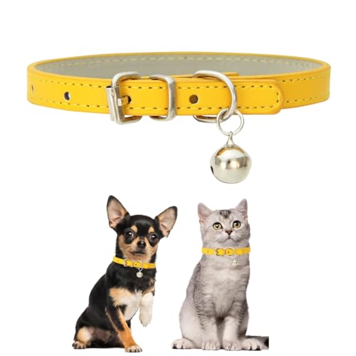 Gold Hundehalsband mit Glöckchen, Kunstleder mit Glöckchen, Pu Basic Boy Hundehalsbänder für XXS, XS, S, M, Haustier, männliche Hunde, kleine Katzen, kleine Tiere, Größe M Gold Hundehalsband mit Glöckchen, Kunstleder mit Glöckchen, Pu Basic Boy Hundehalsbänder für XXS, XS, S, M, Haustier, männliche Hunde, kleine Katzen, kleine Tiere, Größe M von cyhaen