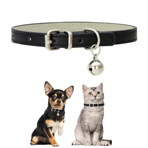 Hundehalsband für kleine Hunde mit Glöckchen, Kunstleder, mit Glöckchen, für Jungen, für XXS, XS, S, M, für männliche Hunde, kleine Katzen, kleine Tiere, Größe S Hundehalsband für kleine Hunde mit Glöckchen, Kunstleder, mit Glöckchen, für Jungen, für XXS, XS, S, M, für männliche Hunde, kleine Katzen, kleine Tiere, Größe S von cyhaen