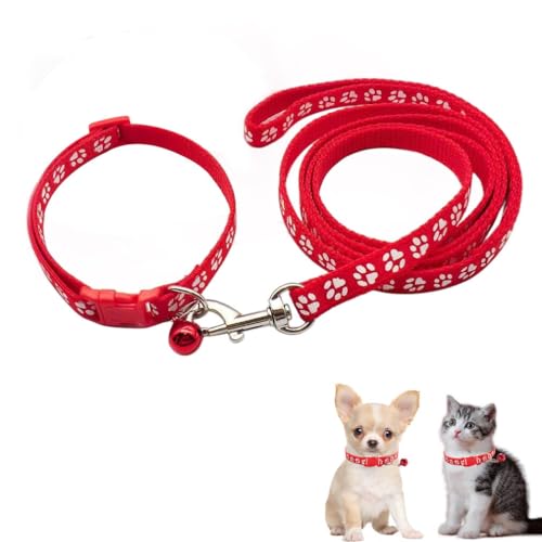 Hundehalsband für kleine Welpen, Nylon, Pfotenabdruck, Katzenhalsband und Leine, verstellbare Schnalle, für XS, Welpen, Hunde, Mädchen, Kätzchen, Yorkie, Chihuahua, Größe XS Hundehalsband für kleine Welpen, Nylon, Pfotenabdruck, Katzenhalsband und Leine, verstellbare Schnalle, für XS, Welpen, Hunde, Mädchen, Kätzchen, Yorkie, Chihuahua, Größe XS von cyhaen