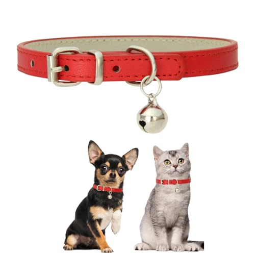 Hundehalsband für mittelgroße Hunde mit Glöckchen, Kunstleder, rotes Hundehalsband mit Glöckchen, PU, Basic Boy Hundehalsbänder für XXS, XS, S, M, für männliche Hunde, kleine Katzen, kleine Tiere, Hundehalsband für mittelgroße Hunde mit Glöckchen, Kunstleder, rotes Hundehalsband mit Glöckchen, PU, Basic Boy Hundehalsbänder für XXS, XS, S, M, für männliche Hunde, kleine Katzen, kleine Tiere, von cyhaen