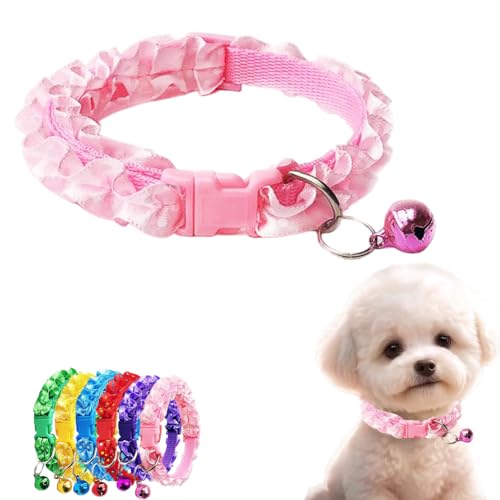 Hundehalsband mit Glöckchen, Katzenhalsband mit Glöckchen, Wellenpunkt, Spitze, kleines Hundehalsband mit Glöckchen, verstellbare Schnalle, für XXS, XS, XS, XS, XS, kleine Hunde, Kätzchen, Halsumfang Hundehalsband mit Glöckchen, Katzenhalsband mit Glöckchen, Wellenpunkt, Spitze, kleines Hundehalsband mit Glöckchen, verstellbare Schnalle, für XXS, XS, XS, XS, XS, kleine Hunde, Kätzchen, Halsumfang von cyhaen