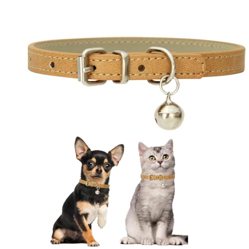 Khaki XXS Hundehalsband mit Glöckchen, Kunstleder, Kätzchenhalsband mit Glöckchen, PU, Basic für Jungen, für XXS, XS, S, M, Haustier, männliche Hunde, kleine Katzen, kleine Tiere, Größe XXS Khaki XXS Hundehalsband mit Glöckchen, Kunstleder, Kätzchenhalsband mit Glöckchen, PU, Basic für Jungen, für XXS, XS, S, M, Haustier, männliche Hunde, kleine Katzen, kleine Tiere, Größe XXS von cyhaen