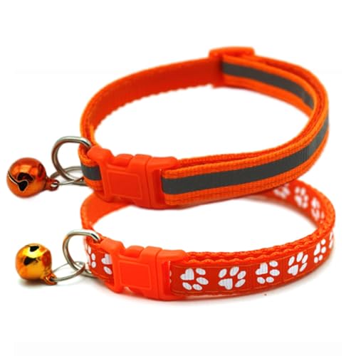 Orange Hundehalsband mit Glöckchen, 2 Stück, grundlegende und reflektierende Kätzchen-Halsbänder mit Glöckchen, reflektierendes Katzenhalsband für XXS, XS, kleine Haustiere, Hündinnen, Mädchen, Tier, Orange Hundehalsband mit Glöckchen, 2 Stück, grundlegende und reflektierende Kätzchen-Halsbänder mit Glöckchen, reflektierendes Katzenhalsband für XXS, XS, kleine Haustiere, Hündinnen, Mädchen, Tier, von cyhaen