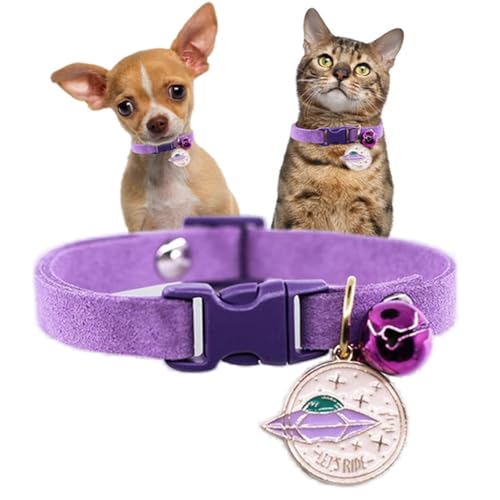 Violettes Katzenhalsband mit Glöckchen, hübsches weibliches Welpenhalsband mit Glöckchen für XXS, kleine Hunde, Kätzchen, Mädchen, Tier, Größe XS Violettes Katzenhalsband mit Glöckchen, hübsches weibliches Welpenhalsband mit Glöckchen für XXS, kleine Hunde, Kätzchen, Mädchen, Tier, Größe XS von cyhaen