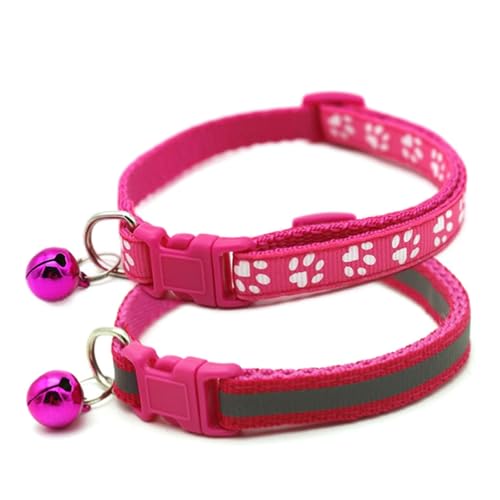 XXS Hundehalsband mit Glöckchen, 2er-Pack, einfaches und reflektierendes Katzenhalsband mit Glöckchen, für XXS, XS, kleine Haustiere, Jungen, kleine Kätzchen, Mädchen, Tier, Hot Pink, Halsumfang: XXS Hundehalsband mit Glöckchen, 2er-Pack, einfaches und reflektierendes Katzenhalsband mit Glöckchen, für XXS, XS, kleine Haustiere, Jungen, kleine Kätzchen, Mädchen, Tier, Hot Pink, Halsumfang: von cyhaen