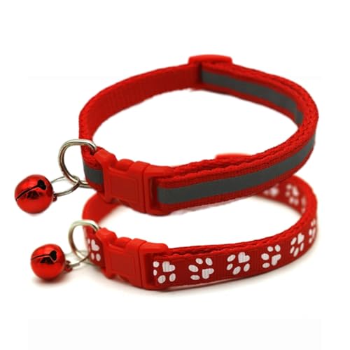 XXS Hundehalsband mit Glöckchen, 2er-Pack, reflektierendes rotes Katzenhalsband, Nylon, verstellbare Schnalle, für XS, XS, Mädchen, Haustiere, weiblich, Kätzchen, Yorkie, Teetasse, Chihuahua, XS, XXS Hundehalsband mit Glöckchen, 2er-Pack, reflektierendes rotes Katzenhalsband, Nylon, verstellbare Schnalle, für XS, XS, Mädchen, Haustiere, weiblich, Kätzchen, Yorkie, Teetasse, Chihuahua, XS, von cyhaen