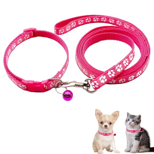 Xs Hundehalsband-Leinen-Set, Nylon, Pfotenabdruck, Welpenhalsband und Leine, Set, verstellbare Schnalle, für XS, kleine Welpen, Hunde, Mädchen, Kätzchen, Yorkie, Chihuahua, Größe XS, Hot Pink Xs Hundehalsband-Leinen-Set, Nylon, Pfotenabdruck, Welpenhalsband und Leine, Set, verstellbare Schnalle, für XS, kleine Welpen, Hunde, Mädchen, Kätzchen, Yorkie, Chihuahua, Größe XS, Hot Pink von cyhaen