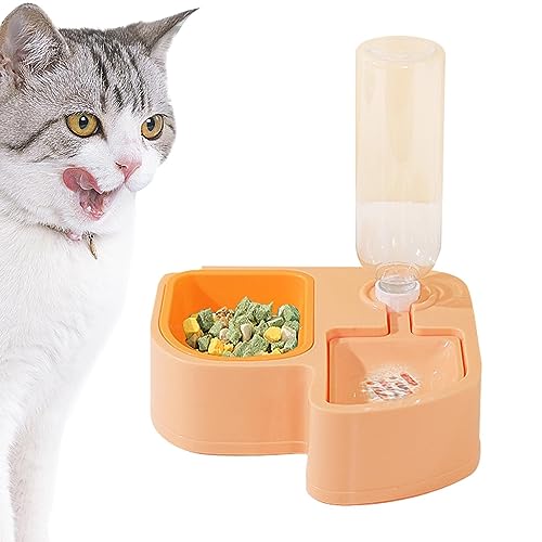 Katzenfutter- und Wassernapf-Set,Nachfüllbarer Wasser- und Futternapf für Haustiere mit Wasserspenderflasche | 500 ml multifunktionaler, abnehmbarer Futter- und Tränkenapf, Anti-Erbrochenes, Cypreason von cypreason