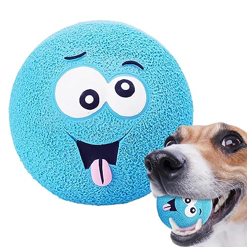 cypreason Hunde-Apportierball - Quietschender Latex-Welpenspielzeugball mit lustigem Gesicht,Strapazierfähige, weiche Gummi-Apportierbälle für interaktiven Kauspaß, Sportbälle für kleine, mittelgroße von cypreason