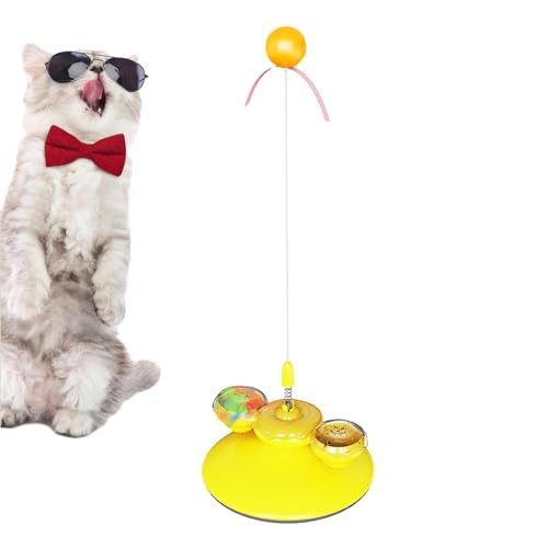 cypreason Katzenspielzeug mit Saugnapf - Katzenspielzeug mit Schnur für Wohnungskatzen | Multifunktions-Katzenspielzeugbälle mit Windmühle, Katzenspuren, Kitty-Teaser-Stick, Ball, Katzenminze-Spender von cypreason