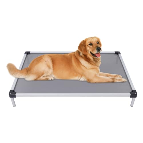 czyuRachel Hundeliege Outdoor, 107x71x15cm, Zäh Dog Bed, Abnehmbare Fußstütze, Stoßfest, Reißfest, Atmungsaktiv, Grau von czyuRachel