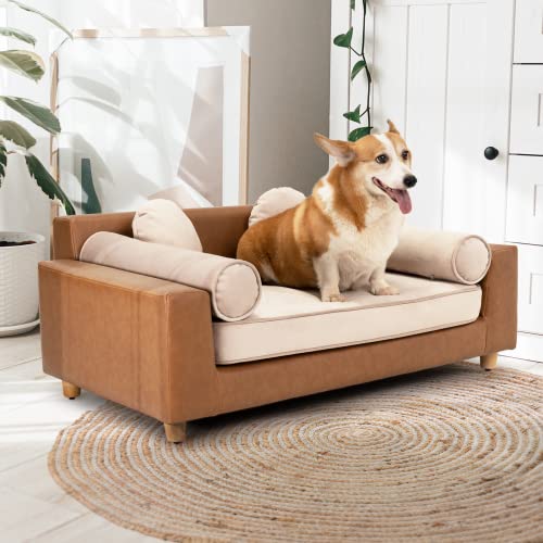 dCee Großes Luxussofa für Hunde und Katzen bis zu 72,6 kg, 106,7 cm, Hundebett aus Leder mit abnehmbarem und waschbarem Samtkissen, geeignet für Verschiedene Größen von Haustieren dCee Großes Luxussofa für Hunde und Katzen bis zu 72,6 kg, 106,7 cm, Hundebett aus Leder mit abnehmbarem und waschbarem Samtkissen, geeignet für Verschiedene Größen von Haustieren von dCee