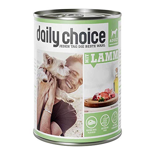 daily choice - 12 x 400 g - Nassfutter für Hunde - getreidefrei - Mit Lamm - 70% Frischfleisch- und Innereienanteil Optimale Verträglichkeit von daily choice