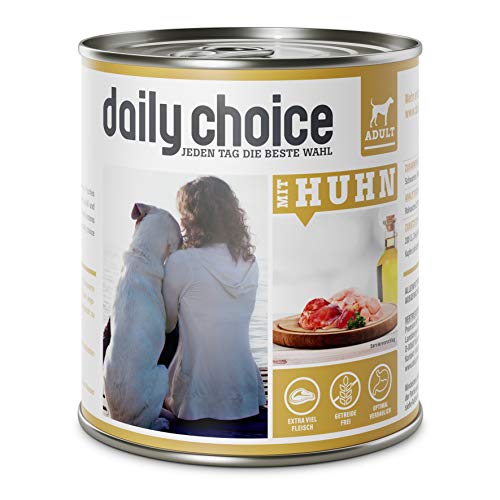 daily choice - 12 x 800 g - Nassfutter für Hunde - getreidefrei - Mit Huhn - 70% Frischfleisch- und Innereienanteil Optimale Verträglichkeit von daily choice