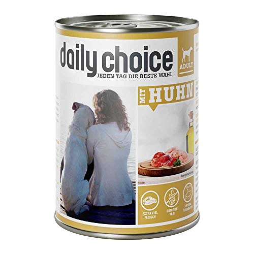 daily choice - 24 x 400 g - Nassfutter für Hunde - getreidefrei - Mit Huhn - 70% Frischfleisch- und Innereienanteil Optimale Verträglichkeit von daily choice
