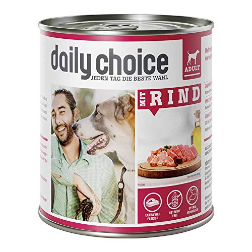daily choice - 24 x 800 g - Nassfutter für Hunde - getreidefrei - Mit Rind - 70% Frischfleisch- und Innereienanteil Optimale Verträglichkeit daily choice - 24 x 800 g - Nassfutter für Hunde - getreidefrei - Mit Rind - 70% Frischfleisch- und Innereienanteil Optimale Verträglichkeit von daily choice