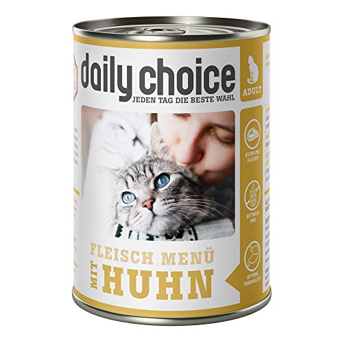 daily choice - 48 x 400 g (Dose) - Nassfutter für Katzen - getreidefrei - Fleischmenü mit Huhn - Hoher Fleischanteil (70%) Pures Fleisch und Innereien von daily choice