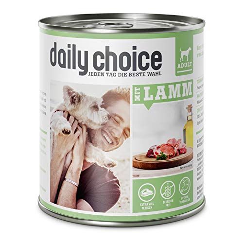 daily choice - 6 x 800 g - Nassfutter für Hunde - getreidefrei - Mit Lamm - 70% Frischfleisch- und Innereienanteil Optimale Verträglichkeit von daily choice