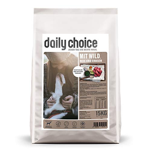 daily choice Basic - 15 kg - Trockenfutter für Hunde - mit Wild, Reis und Erbsen - Keine minderwertigen Kohlenhydrate - Weizenfrei - Mit Grünlippmuschel und Chicorée von daily choice