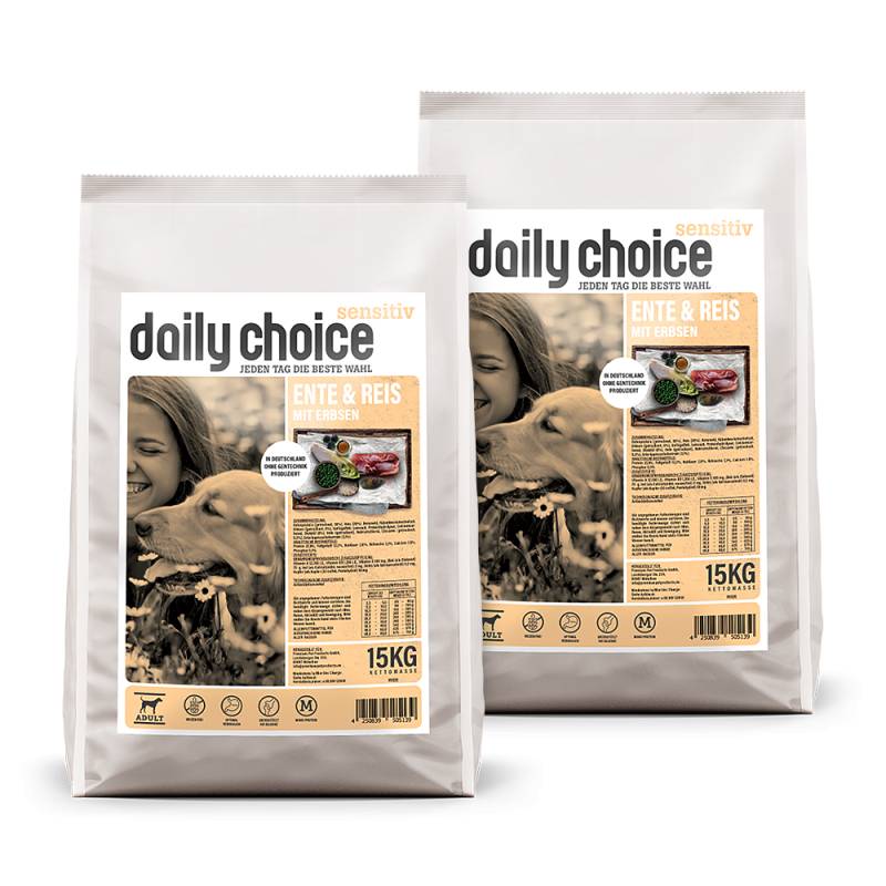 daily choice | Ente und Reis mit Erbsen | Sensitiv | 2 x 15 kg von daily choice