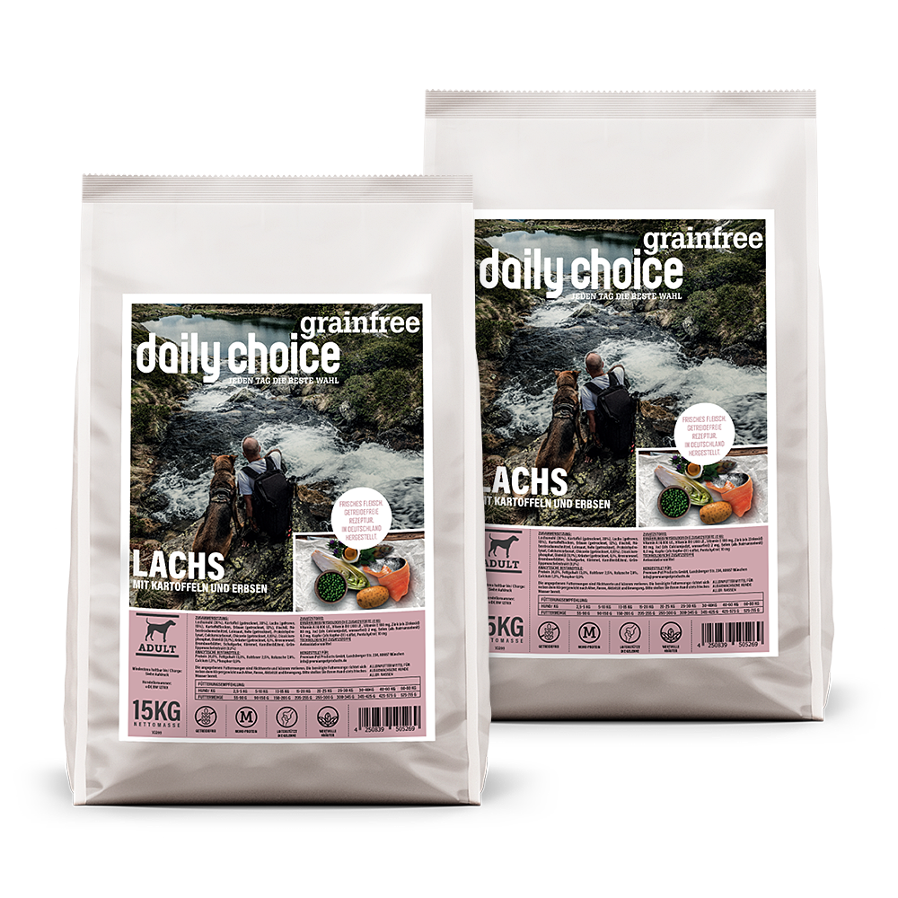 daily choice | Lachs mit Kartoffeln und Erbsen | Grainfree | 2 x 15 kg von daily choice