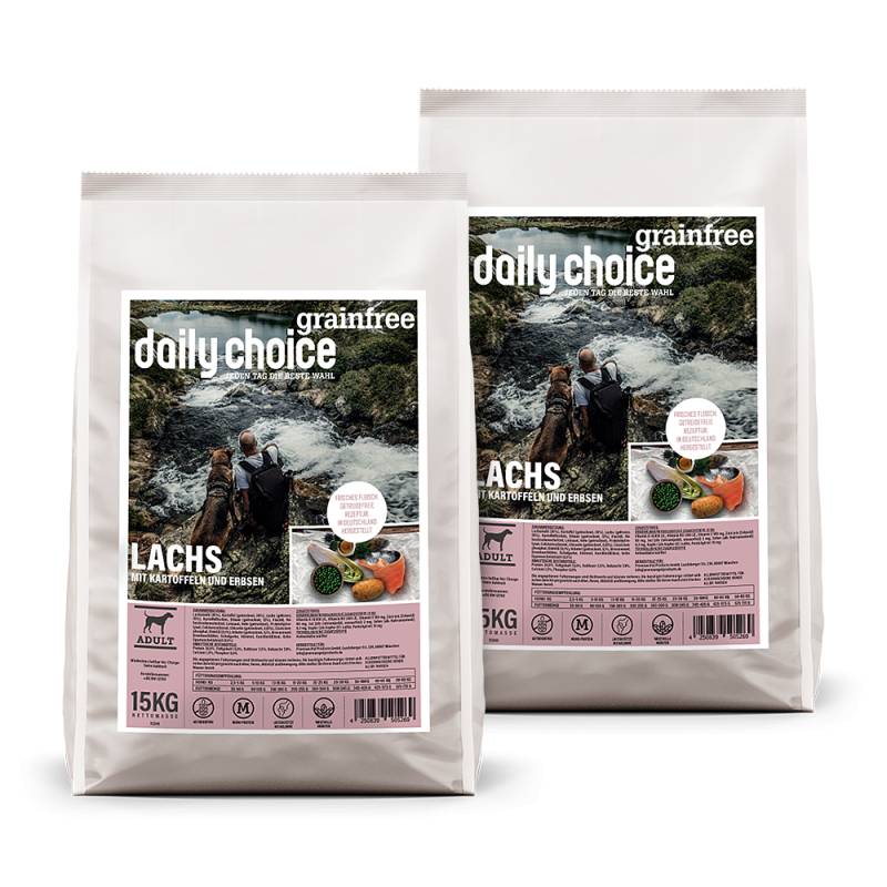 daily choice | Lachs mit Kartoffeln und Erbsen | Grainfree | 2 x 15 kg von daily choice