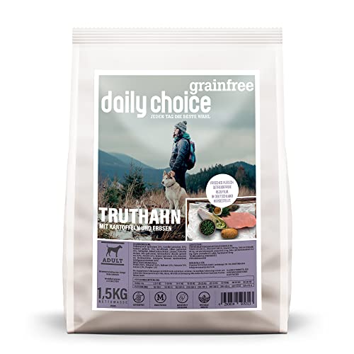 daily choice grainfree - 1,5 kg - Trockenfutter für Hunde - getreidefrei - Truthahn mit Kartoffeln und Erbsen - Monoprotein mit Frischfleisch - Enthält Chicorée, Grünlippmuschel und wertvolle Kräuter von daily choice