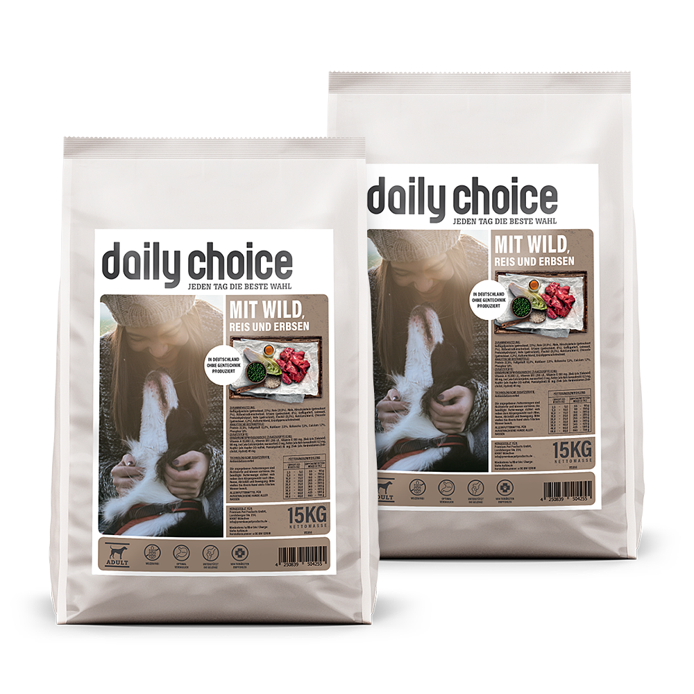 daily choice | mit Wild, Reis und Erbsen | Basic | 2 x 15 kg von daily choice