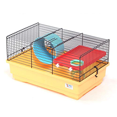 decorwelt Hamsterkäfige Beige Außenmaße 40x25,5x22 Nagerkäfig Hamster Plastik Kleintier Käfig mit Zubehör von decorwelt