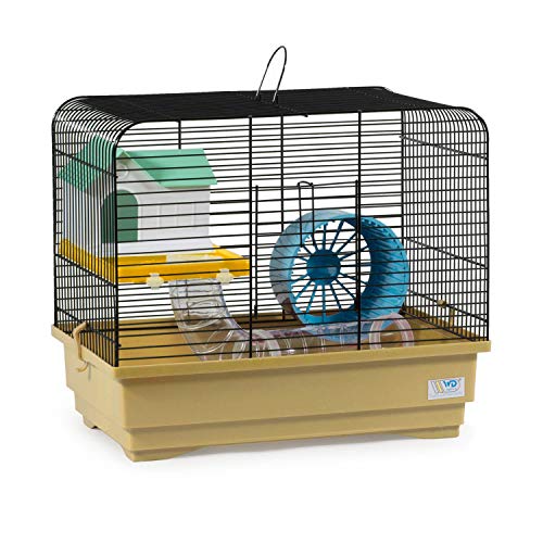 decorwelt Hamsterkäfige Beige Außenmaße 40x25x34,5 Nagerkäfig Hamster Plastik Kleintier Käfig mit Zubehör von decorwelt